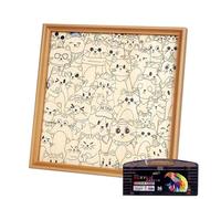 Creative Lasering Cut Wooden Puzzle Cats Shape Design for Coloring and Assembly Into Frame Enhancing Fine Motor Skills Coloring Puzzle