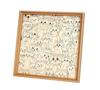Creative Lasering Cut Wooden Puzzle Cats Shape Design for Coloring and Assembly Into Frame Enhancing Fine Motor Skills Wooden Painting Tool