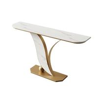 Creative Leaf Base Console Table, Modern Half Moon Entryway Table with Slate Top, Decorative Hallway Accent Table with Scratch-Resistant Storage Shelf, 100cm/39.4 Inch