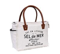 CREATIVE LEATHER ART CLA Bags Sel De Mer Upcycled Canvas & Cowhide Tote Bag - Radiant Off-white