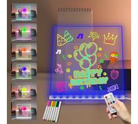 Creative LED Drawing Board Message Board 7 Color Change Light Up Dry Erase Board with Remote Control Auto-Off Brightness Adjustable USB Light 7.95×7.83 Inch Whiteboard Desktop Bedside Lamp for Kid