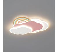 Creative LED Flush Mount Ceiling Light Rainbow Stitching Modern Minimalist Clouds Round Bedroom Ceiling Light Living Room Children's Room Bedroom Hallway Ceiling Lamps (Color : 23.6in_Three-Color dim