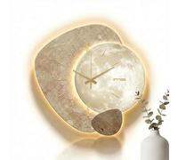 Creative LED Wall Art & Large Wall Clocks for Living Room - Silent Sweep Movement Luminous Clock for Home Decor, Office, Hallway - 3D Crystal Porcelain Gold Texture with Warm Backlight