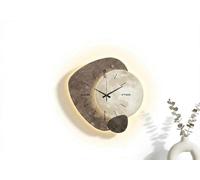 Creative LED Wall Art & Large Wall Clocks for Living Room - Silent Sweep Movement Luminous Clock for Home Decor, Office, Hallway - 3D Crystal Porcelain Gold Texture with Warm Backlight(Dark gray,60cm)