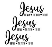 Creative Letter Pattern Car Sticker, Jesus The Way The Truth The Life Waterproof Vinyl Car Stickers, Vinyl Letter Stickers for Vehicle Exterior Windshield (3pcs,Black)