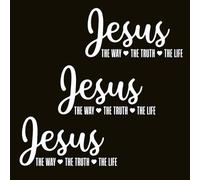 Creative Letter Pattern Car Sticker, Jesus The Way The Truth The Life Waterproof Vinyl Car Stickers, Vinyl Letter Stickers for Vehicle Exterior Windshield (3pcs,White)