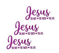 Creative Letter Pattern Car Sticker, Jesus The Way The Truth The Life Waterproof Vinyl Car Stickers, Vinyl Letter Stickers for Vehicle Exterior Windshield (3pcs,Rose Red)