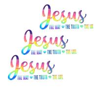 Creative Letter Pattern Car Sticker, Jesus The Way The Truth The Life Waterproof Vinyl Car Stickers, Vinyl Letter Stickers for Vehicle Exterior Windshield (3pcs,Laser)