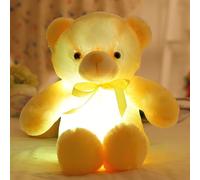 Creative Light Up Teddy Bear Plush Toy Cute Colorful Glowing Teddy Bear Pillow Stuffed Animals Doll for Kids Gift 50cm Yellow