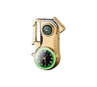 Creative Lighter with Watch, Multifunctional Compass Key Chain Bottle Opener with Colored Light Real Watch Five in One Windproof Lighter (Gold)