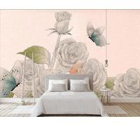 Creative Line Flower Butterfly 3D Wallpaper Premium Textured Silk Study Dining Living Room Bedroom Sofa TV Wall Easy Install-400cm×280cm