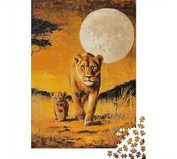 Creative Lioness And Cub Paper 1000 Pieces Jigsaw Puzzle for Adults Rectangular Puzzle Brain Exercise Challenge Game 1000pcs (38x26cm)