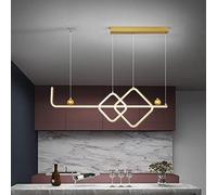 Creative Long Chandelierd Dining Table Linear Chandelier Lights with Remote Control Dimmable 42W 35.4Inch Bar Geometric Modern Hanging Chandelier for Living Room Kitchen