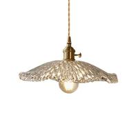 Creative Lotus Leaf-Shaped Glass Hanging Lamp Lampshade,E27 Screw Single-Head Chandelier,French Retro Style Pendant Light,Tearoom Restaurant Kitchen Decorative Lighting Fixtures