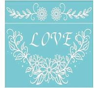 Creative Love Flower Reusable Silk Screen Stencils Printing Stencil Self Adhesive Silk Screen Mesh Transfers Stencils for Chalk Paste Wood,Fabric,Home Decor,Art Crafts T-Shirt