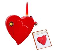 Creative Love Gas and Electricity Dual-use Lighter, 2 in 1 Heart Shape Projection 'I Love You' Windproof Cool Jet Flame Torch Lighter for Outdoor Indoor(Red)