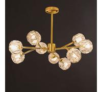 Creative Magic Beans Ceiling Light, Brass Pendant Lights with Crystal Ball Shade Hanging Lamp, Living Room Suspension Lamps, Nordic Modern Decorative Lighting Fixtures G9-6/9-Lights