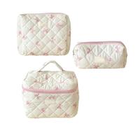 Creative Makeup Bag Set with Bows Ornament Cosmetic Bags for Women Seeking Practicality and Styles in Cosmetic Storage