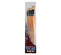 Creative Mark Artist Paint Brush Set - Mimik Hog Synthethic Bristle Long Handle Paintbrush - Assorted Sizes - Try Me Pack - 4 Pieces