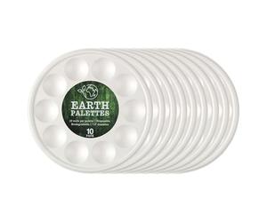 Creative Mark Disposable Paint Palette, 7-3/8" Diameter, 10 Pack - Eco-Conscious, Biodegradable Paint Holder Tray for Artists, Compostable Paint Tray Palette with 10 Wells Each, Easy Cleanup