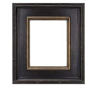 Creative Mark Museum Plein Aire Ornate Picture Frame - 12x16, Antique Black W/Gold; Hand Leafed High-End Antique Style Frames; Open Back Frames with No Glass or Backing