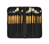 Creative Mark Paint Brush Set Mimik Hog Professional Synthetic Hog Bristle Brushes for Acrylics, Inks, Dyes, Gouaches, Watercolors, Easein & Egg Tempera - [Deluxe 20 Piece Set w/Leather Case]
