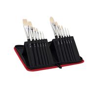 Creative Mark Powercryl Ultimate Acrylic Paint Brushes Set of 12 - Short Handle Artist Paint Brushes with Zippered Easel Carrying Case - Assorted Round, Bright, Flat and Filbert