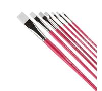 Creative Mark Pro White Soft Filament Acrylic Paint Brushes - Assorted Bright Set of 7 - Seamless Ferrule - Short Wood Handle Brushes for Acrylic Painting Acrylic Gouache, Oils & Casein