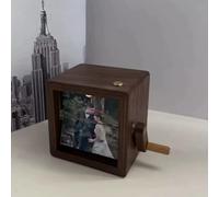 Creative Mechanical Photo Album, Custom Handmade Flipbook Photo Frame with Light, Personalized Hand-cranked Animation Box, Wooden Rotating Memory Box for Birthday, Christmas, Valentine's Day