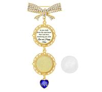 Creative Memorial Jewelry Alloy Photo Frame Brooch Pin for Bride Wedding Bouquet Charm with Rhinestones Accent Wedding Memorial Photo Pendant Jewelry