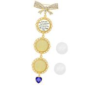Creative Memorial Jewelry Alloy Photo Frame Brooch Pin for Wedding Bouquet Charm with Rhinestones Accent Photo Brooch with Blue Rhinestones Bowknot