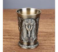 Creative Metal Cocktail Cup, Ancient Egypt Carved Pattern Whiskey Glass, 30ML Capacity for Enjoying Various Beverages (Bronze)