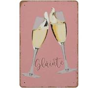 Creative Metal Tin Sign Cheers Prosecco Champagne Metal Tin Sign Poster Wall Farm Yard Club Vintage Bar Wall Decor Tin Sign 8x12 Inches