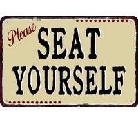 Creative Metal Tin Sign Please Seat Yourself Mens Womens Decorative Aluminum Sign Wall Sign Bar Restaurant Cafe Bar Sign Decoration 8x6 Inches