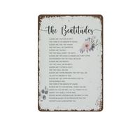 Creative Metal Tin Sign The Beatitudes Bible Verse Wall Art Retro Wall Decor Tin Sign Funny Decorations for Home Farm Office Club Metal Poster,Spring Gift,Spring Door Decor 12X8 inch