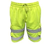 Creative Mind Hi-Vis Cargo Work Wear Shorts - Reflective Tape, Multi-Pocket, Soft Fleece, Hi Viz Outdoor Safety Fleece Bottoms, High Visibility, Sizes S-2XL (UK, Alpha, L, Regular, Regular, Yellow)