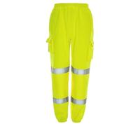 Creative Mind Hi-Vis Jogging Bottoms - High Visibility Cargo Fleece Trousers, Reflective Tape, Elasticated Waist, Safety Workwear, Hi Viz Work Wear S-2XL (UK, Alpha, M, Regular, Regular, Yellow)