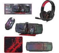 Creative Mind Hornet 4 in 1 Gaming Combo - Keyboard, Mouse, Mouse Pad & Headset with Wired LED RGB Backlight for PC Gamers