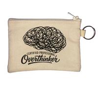 Creative Mind Struggling with Overthinking Key Chain Coin Purse Beige