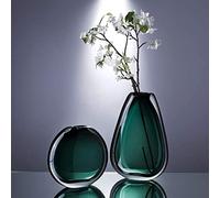 Creative modern glass vase,Flower arrangement for home living room,Personalized artificial flower vase decorations ornaments(Green-24 * 23cm)