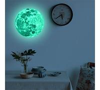 Creative Moon Luminous Sticker, 30cm Removable Self-Adhesive Large Moon Fluorescent Sticker Glow in The Dark Wall Decal, DIY Home Decoration Wall Sticker for Kid Room Living Room Dormitory Corridor