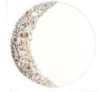 Creative Moon Mirror Wall Decor | Resin Lunar Hanging Ornament with Realistic For Surface Details | For French Style Art for Living Room Bedroom Office | Silver White Gold | 9(Silver)