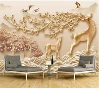Creative Mountain Peaks Forest Flying Birds Elk 3D Wallpaper Textured Silk Easy Install Living Room Sofa Bedroom Dining Room Home Decoration Wall-400cm×280cm
