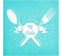 Creative My Rules Fork Spoon Reusable Silk Screen Stencils Printing Stencil Self Adhesive Silk Screen Mesh Transfers Stencils for Chalk Paste Wood,Fabric,Home Decor,Art Crafts T-Shirt