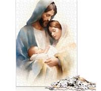 Creative Nativity Scene - Baby Jesus, Mary & Josef Wooden 1000 Pieces Jigsaw Puzzle for Adults Rectangular Puzzle Brain Exercise Challenge Game 1000pcs (75x50cm)