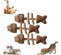 Creative Natural Fish Bone Cat Toy, Fix Your Cat’s Dental Health, Interactive Kitten Chew Playthings,wooden Catnip Teeth Cleaning Stick for Cats Teeth Cleaning 2026 (Color-B 3Pcs)