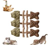 Creative Natural Fish Bone Cat Toy, Fix Your Cat’s Dental Health, Interactive Kitten Chew Playthings,wooden Catnip Teeth Cleaning Stick for Cats Teeth Cleaning 2026 (Color-C 3Pcs)