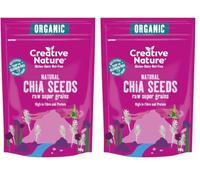 Creative Nature Chia Seeds | High in Fibre & Protein | Organic Raw Super Grains | Vegan, Gluten Free, Dairy Free, Nut Free | Top 14 Allergen Free Certified Kosher | 350g (Pack of 2)
