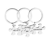 Creative New Alphabet We Will Always Be Connected to The Best Sister Keychain Wallet Women (Silver, One Size)