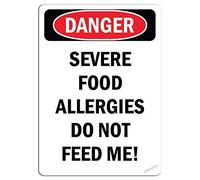 Creative New Warning Danger Severe Food Allergies Do Not Feed Me!Warning 8x6inch